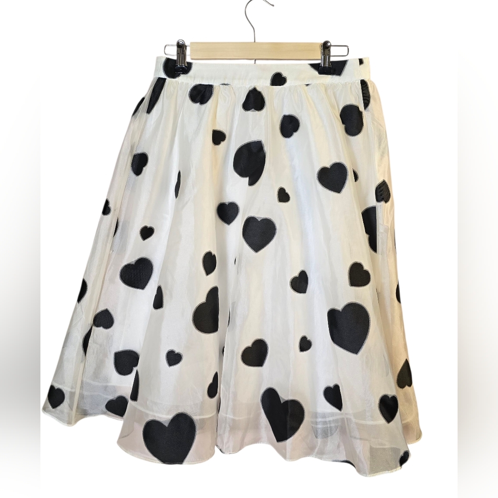J. Crew Heart Print White And Black Skirt Size 4